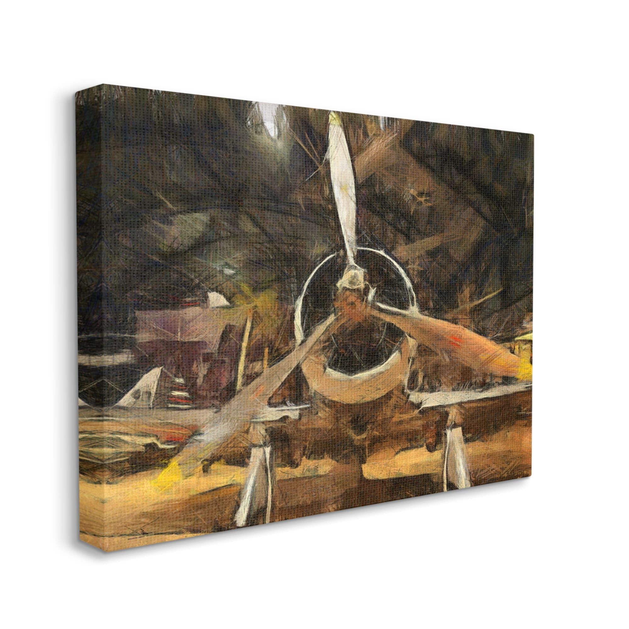 Stupell Industries Abstract Jet Plane Propeller Aircraft Hanger Scene, 40 x 30,Design by Daniel Sproul