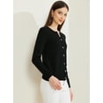 thumbnail image 3 of DARING DIVA Women's Lightweight Button Crew Neck Cardigan S Black, 3 of 6