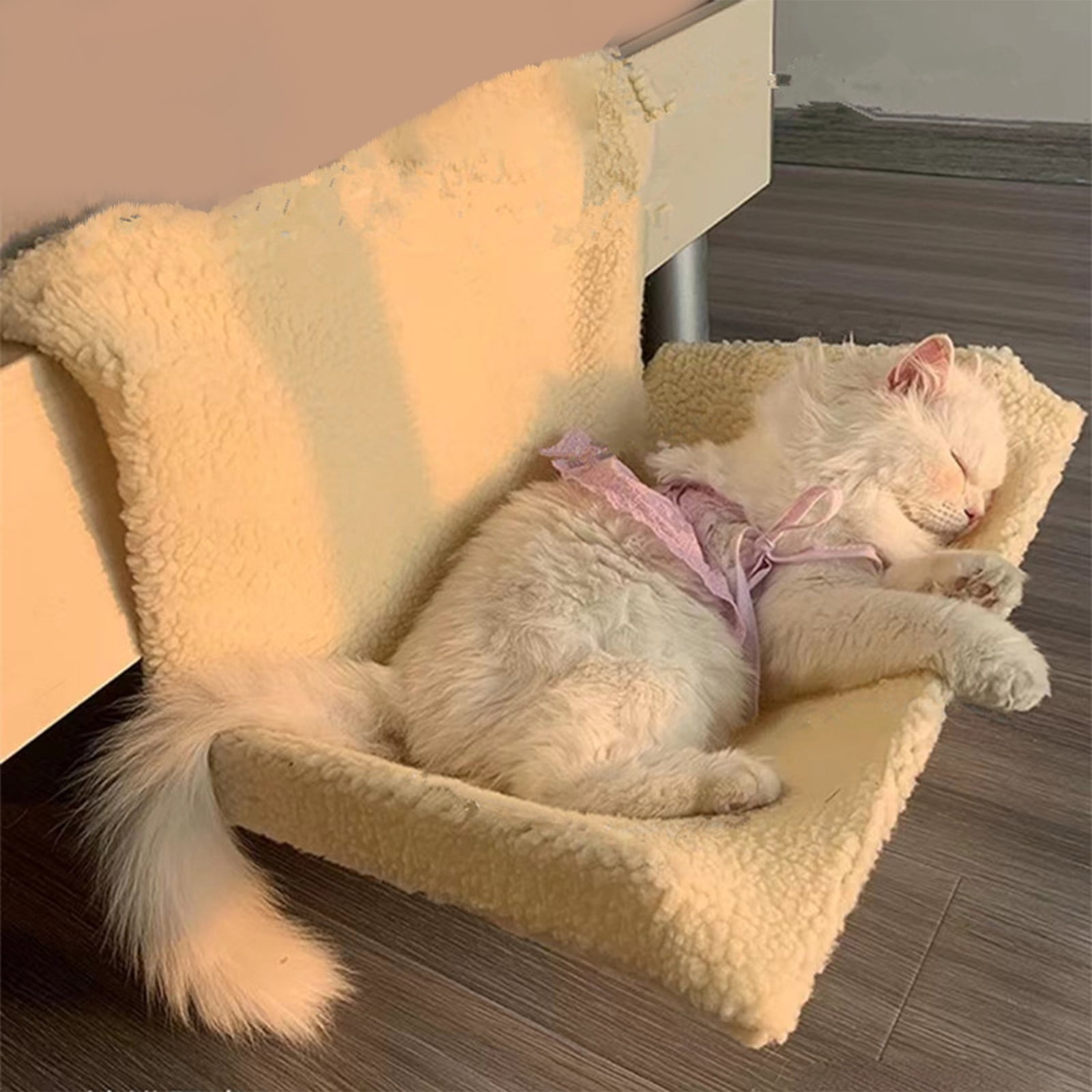 Plush L - Shaped Cat Hammock Bed, Hanging Cat Nest With Soft Fleece, Cat Window Perch, Cat Mat For Bedside, Stool, Window Sill