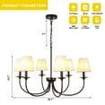 thumbnail image 6 of Chords Attic 30" 6-Light Black Chandelier with Distressed Fabric Shades, Industrial Farmhouse Adjustable 71-Inch Chain Pendant Light for Living Room, Bedroom, 6 of 9