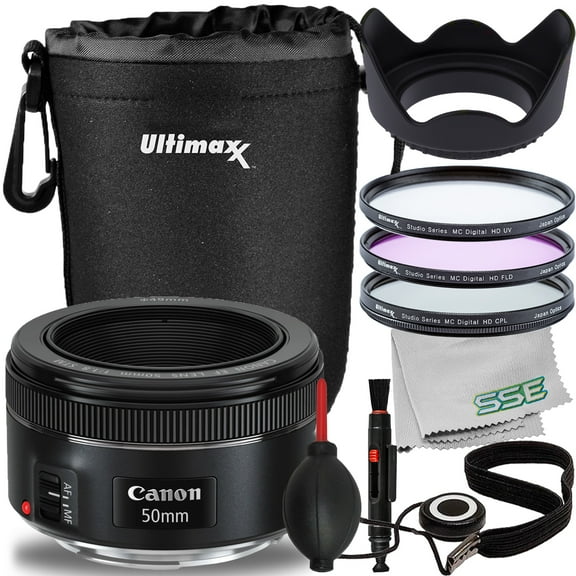 SSE Canon EF 50mm f/1.8 STM Lens with Essentail Accessory Bundle