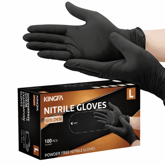 6 Mil Black Nitrile Gloves, 100 Count, Powder-Free, Latex-Free, Food Safe
