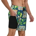 thumbnail image 3 of Balery Lemon and Leaves Mens Swim Trunks Swim Shorts for Men Quick Dry Inseam Beach Shorts with Compression Liner Pocket-Large, 3 of 9