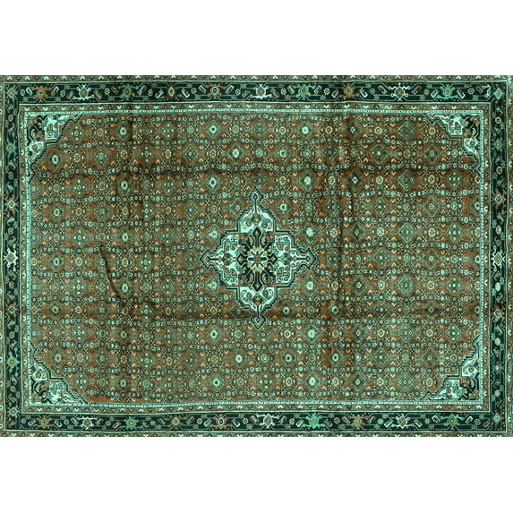 Ahgly Company Indoor Rectangle Persian Turquoise Blue Traditional Area Rugs, 3' x 5'