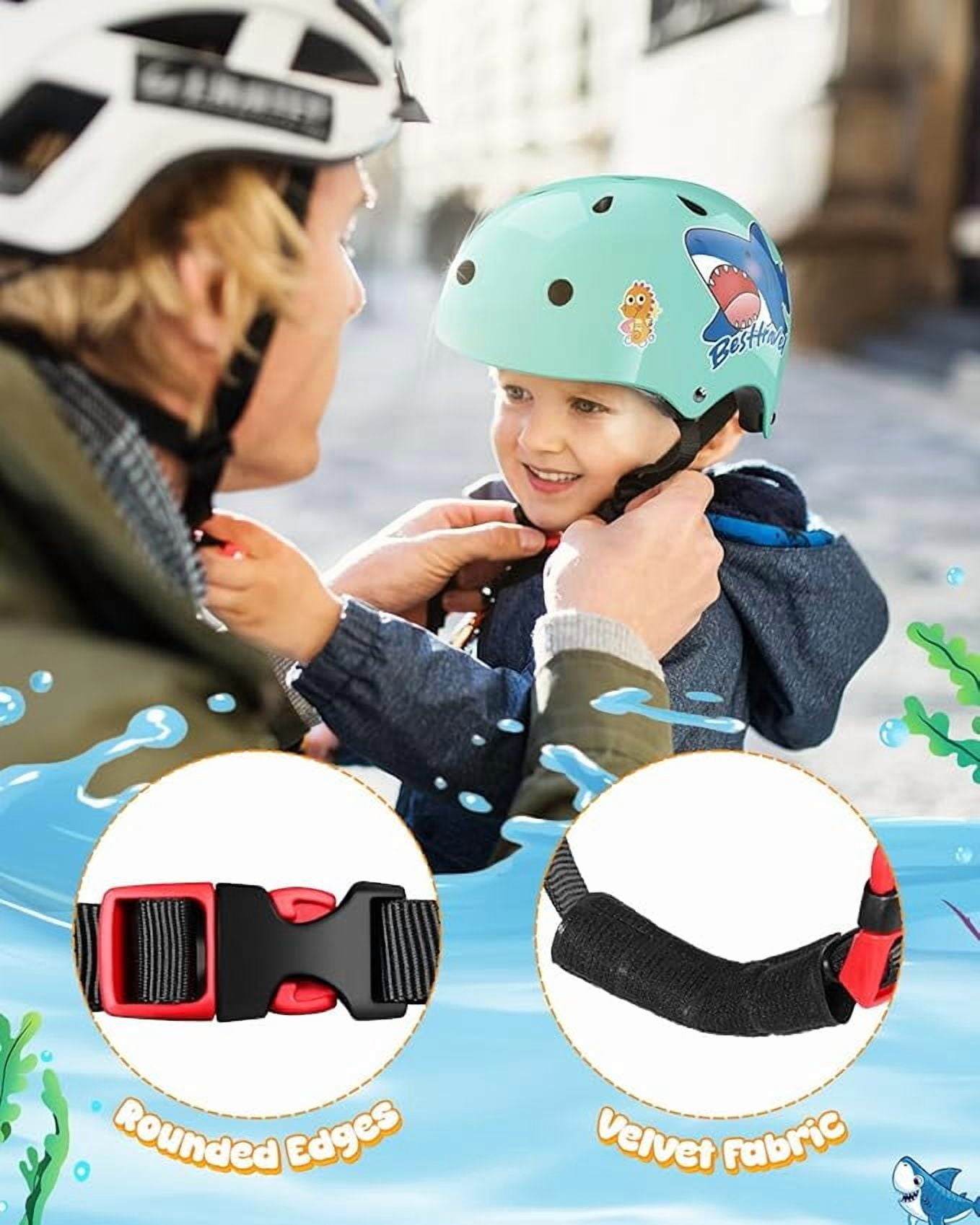 Kids Helmet, Toddler Helmet Adjustable Toddler Bike Helmet Ages 3-8 Years Old Boys Girls Multi-Sports Safety，cyan shark