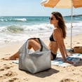 thumbnail image 1 of Sac Fourre-Tout de Natation en Maille Imperméable avec Poignée, Matériau en Maille Résistant à l'Eau pour la Plage, la Piscine et les Activités de Plein Air, Rangement Transparent, Gris et Blanc, 1 of 6