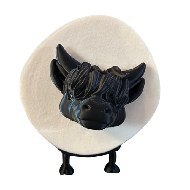 3D Printed Cow Toilet Paper Holder Ranch Style Bathroom Cute Farm Theme Novelty Artifact Punch Design