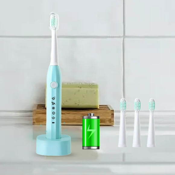 Cepillo de dientes eléctrico recargable con sonido para adultos y niños, de viaje, con 4 cabezales y 5 modos de carga magnética.