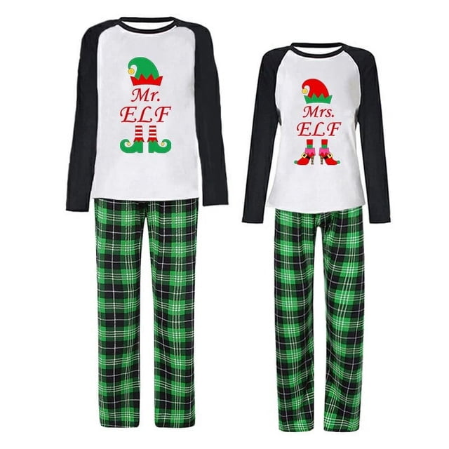 Conjuntos de pijamas navideños para parejas, ropa de dormir roja para adultos, Mr & Mrs ELF