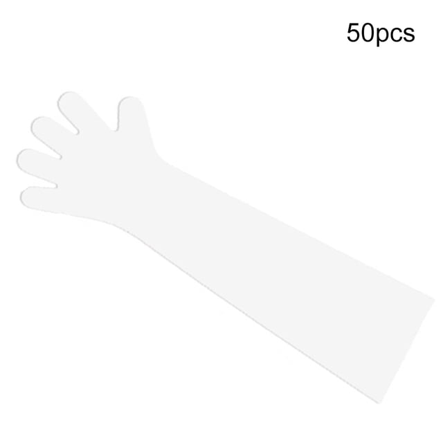 Guantes desechables de brazo largo, guantes de película plástica para cocinar, limpieza, granja, 50 piezas, color blanco Scienceny AF0103-01B