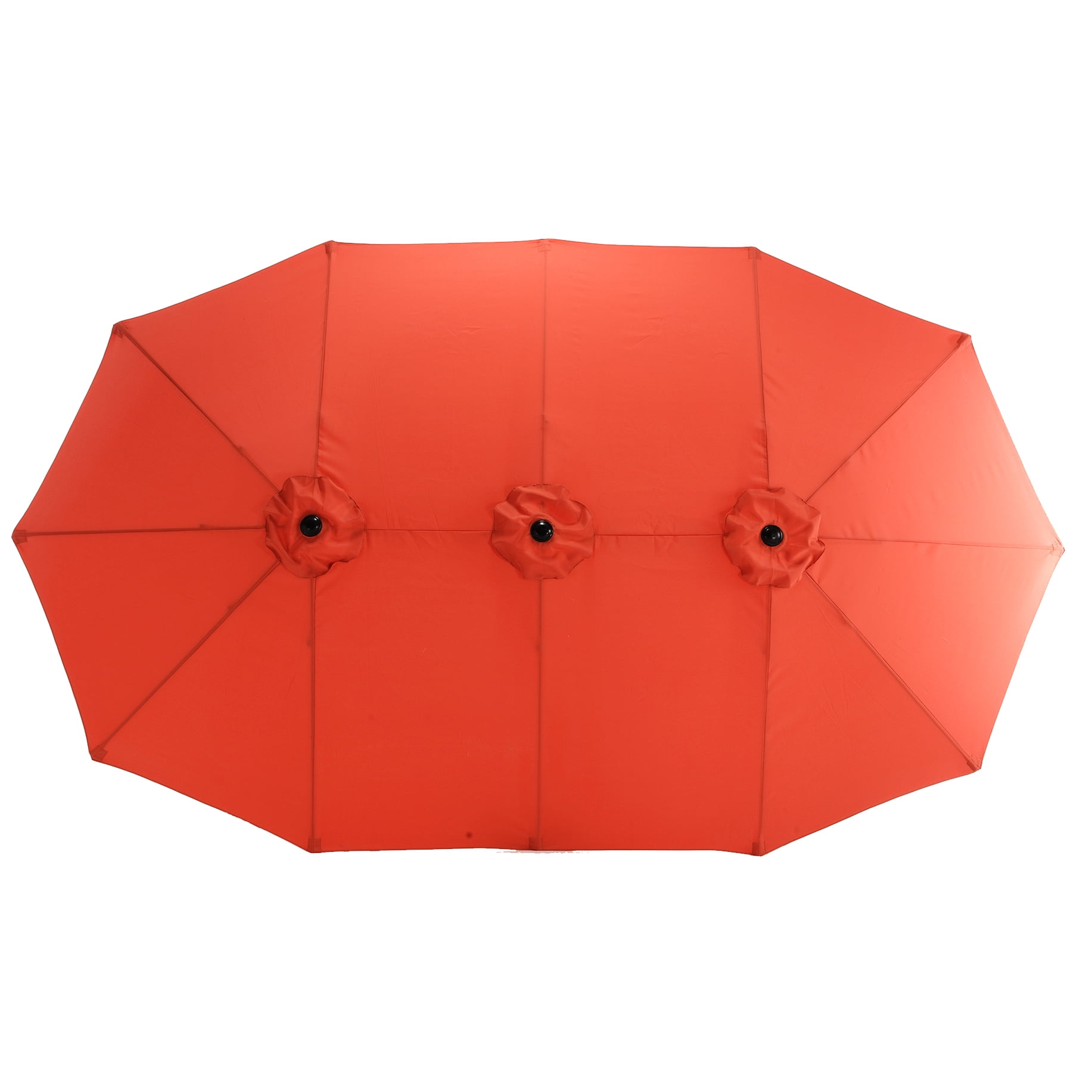 14.8 Ft Rectangular Double Sided Outdoor Umbrella - Orange. 100% Canopy, Easy Sunshade Operation. For Backyard, Poolside And Lawn In Fabric, Convenient