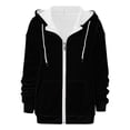 thumbnail image 5 of ManxiVoo Oversized Track Jacket with Zipper for Women Casual Long Sleeve Pocket Sweatshirt Fall Fashion Hooded Top L Size Black, 5 of 7