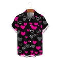 thumbnail image 5 of Yaoyar Men Lapel Valentine's Day Love Heart Print Short Sleeve Button Cardigan Top Shirt Hawaiian Summer Beach Shirts Short Sleeve, 5 of 6