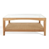 SAFAVIEH Couture Nicolella Contemporary Tempered Glass Coffee Table, Natural
