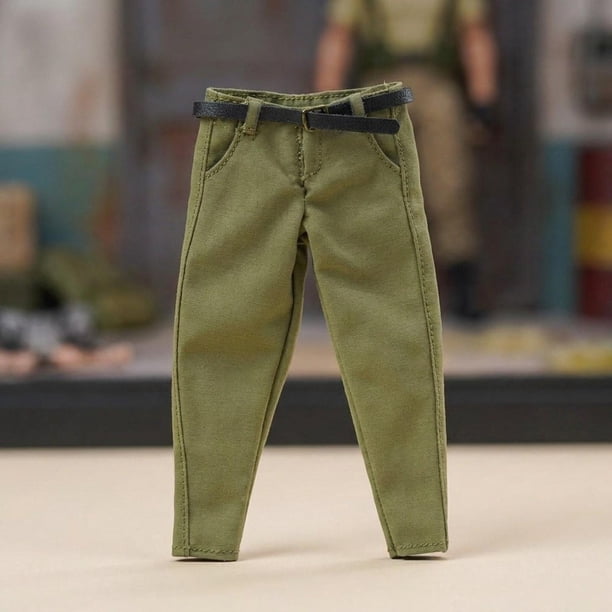 Conjunto de ropa en miniatura para figuras de acción a escala 1/12, estilo clásico, informal, para decoración, modelo de ropa de trabajo, accesorio Pantalón verde