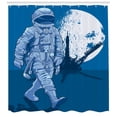 thumbnail image 3 of Ambesonne Astronaut Shower Curtain, Walking on the Moon, 69"Wx84"L, Night Blue White, 3 of 3