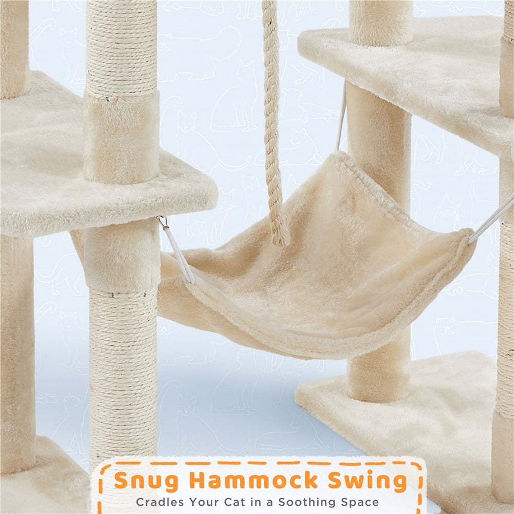 Yaheetech 82.5'' H Multi Level Cat Tree with Condos,Beige