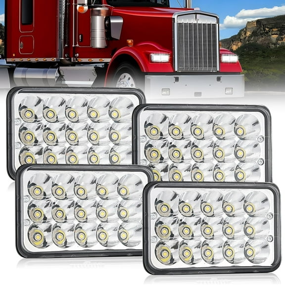 Nilight 4x6inch Led Headlights 45W Hi/Lo Sealed Beam Rectangular Headlight Replacement H4651 H4652 H4656 H4666 H6545 Compatible with Chevy Kenworth Peterbil Ford Freightliner Oldsmobile(Silver, 4PCS)