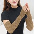 thumbnail image 2 of Jalioing Women's Winter Knit Arm Warmer Soft Warm Thumb Hole Long Fingerless Gloves Solid Color Glove Mittens, 2 of 4