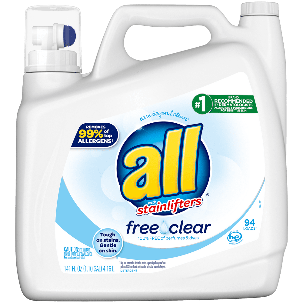 all Liquid Laundry Detergent Free Clear for Sensitive Skin, 141 Ounce, 94 Loads all Liquid Laundry Detergent Free Clear for Sensitive Skin, 141 Ounce, 94 Loads
