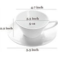 thumbnail image 5 of Set of 2 Classic Pure White Porcelain Cup & Saucer Set, 5oz Black Tea Cup Coffee Cup, 5 of 7