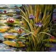 thumbnail image 2 of Heighton, Brent 23x20 Gold Ornate Wood Framed with Double Matting Museum Art Print Titled - Pond Iris, 2 of 4