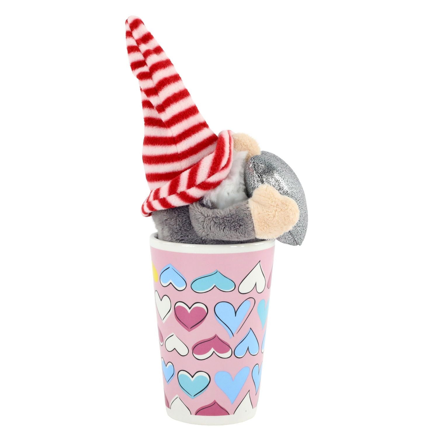 Way To Celebrate Valentine’s Day Plush Toy in Latte Mug, Gnome