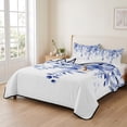 thumbnail image 2 of Twin Quilt Set 68''x86'', Blue Eucalyptus Lightweight Summer Bedspread Coverlet Set with 2 Pillow Shams, Botanical Plant Rustic Succulent Branch Breathable All Season Quilt Bedding for Dorm/Bedroom, 2 of 9