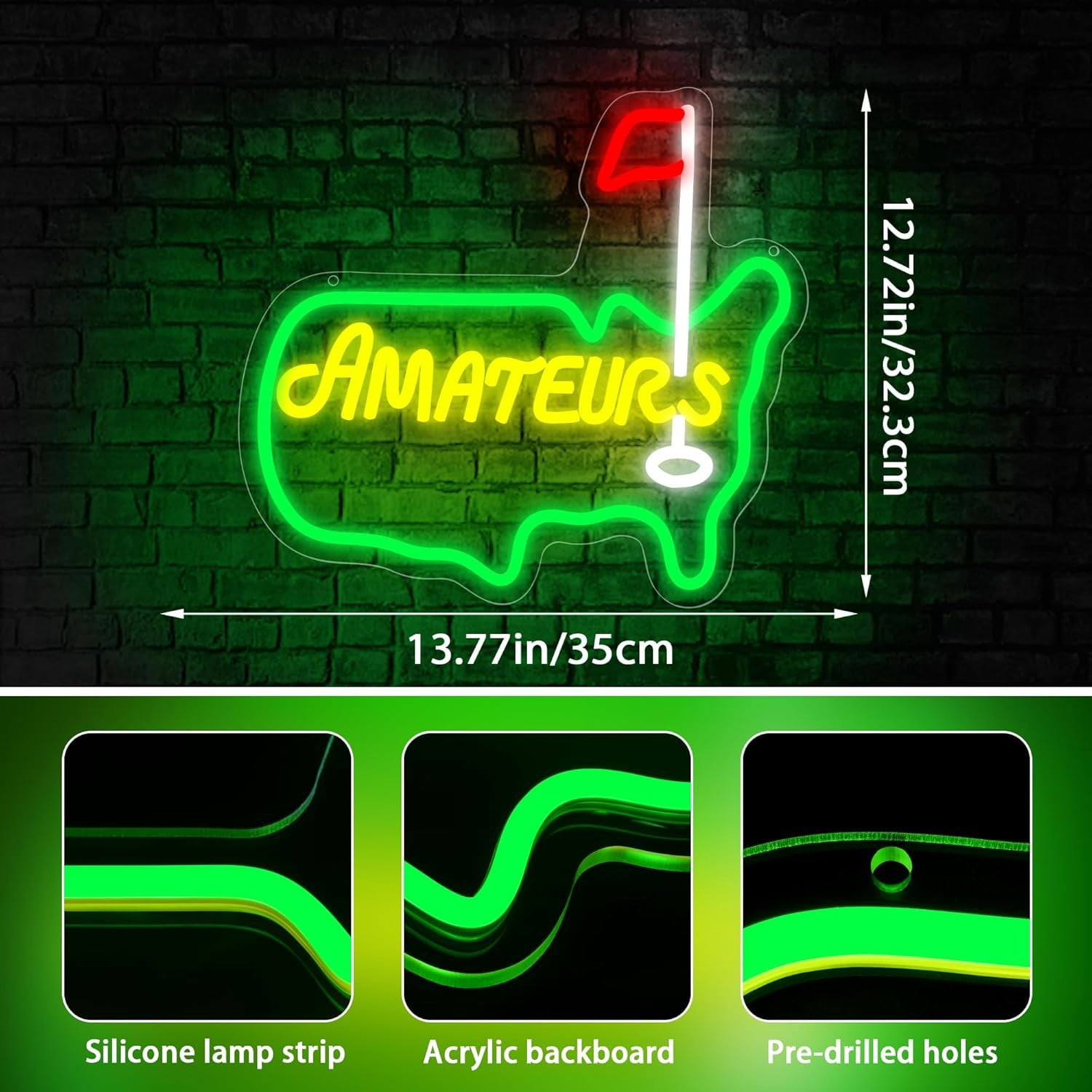 Master Neon Sign for Wall Decor Golf Neon Light for Man Cave Dimmable LED Light Up Sign for Golf Course Gym Club Bedroom Office Park Party Club Decor Birthday Gifts Art Size13.3 * 14.1In(WZCP067)