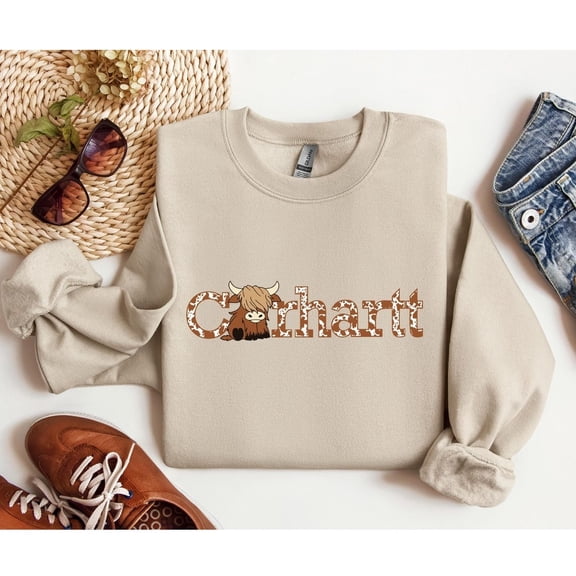 Highland Cow Cute Cow Animal Lover Unisex Adult Crewneck Western Sweatshirt Casual Everyday Wear SIZE S-4XL