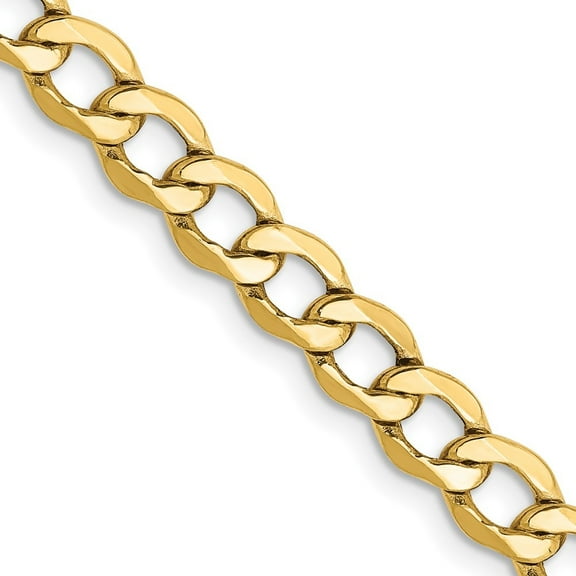 Auriga Fine Jewelry 14K Yellow Gold 5.25 mm Semi-Solid Curb Chain Necklace for Women 18"