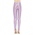 thumbnail image 2 of inhzoy Women's Shiny Yoga Pants Dance Running Leggings Metallic Active Performance Clubwear Tights Light Purple M, 2 of 4