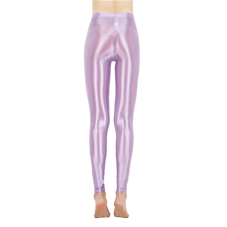 iEFiEL Womens Shiny Glossy High Waisted Yoga Pants Stretchy Workout Dance  Skinny Leggings Black XL