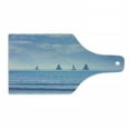 thumbnail image 1 of Nautical Cutting Board, Racing Yachts on Ocean Water Regatta Race Panoramic Distant View Relax Win Photo, Tempered Glass Cutting and Serving Board, Wine Bottle Shape, Pale Blue, by Ambesonne, 1 of 1