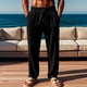 thumbnail image 5 of Pantalones largos para hombre, de color liso, con cordón, informales, de moda, largos, para hombre, 5 of 9
