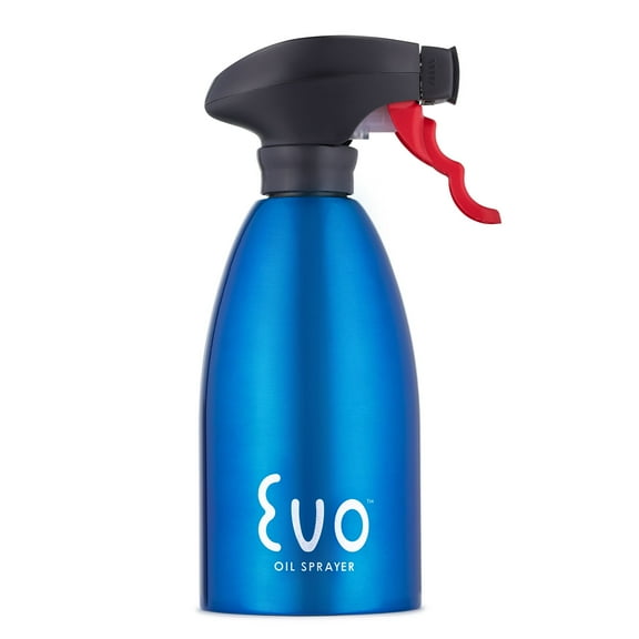 Evo 18/8 Stainless Steel Oil Sprayer, Non-Aerosol for Olive Oil, Cooking Oils, and Vinegars, Blue, 16-Ounce Capacity