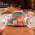 thumbnail image 4 of Reloj Dentily Natural, colorido, bambú, triangular, madera, 4 of 7