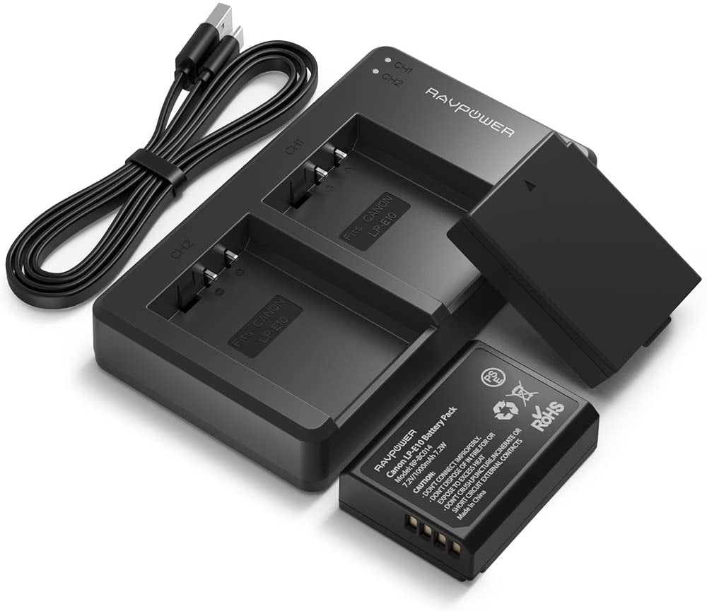 LPE10 RAVPower Camera Battery Charger Set for Canon EOS Rebel T3, T5