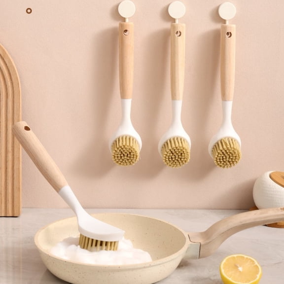 Dish Brush with Handle, Dish Scrubber Brush with Handle, Kitchen Brushes for Dishes & Pots, Sink, Eco Cleaning Tool Set