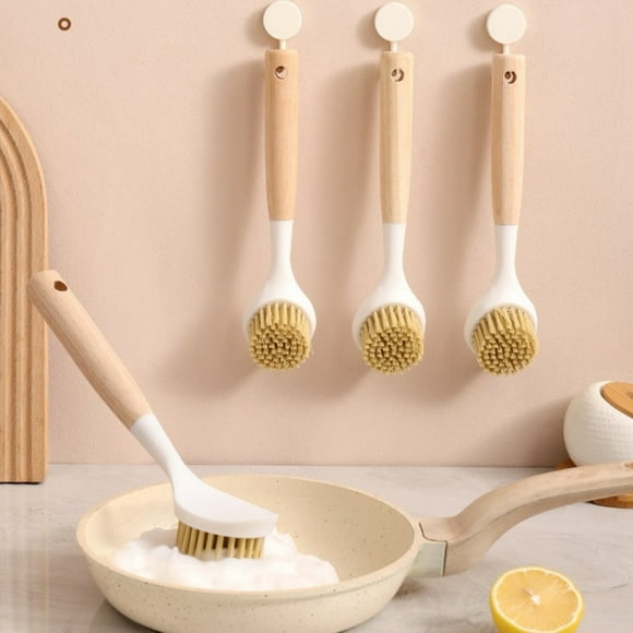 EGNMCR Gadgets de Cuisine, Accessoires de Cuisine, Brosses à Récurer pour Casseroles et Poêles, Brosse de Nettoyage Antiadhésive à Long Manche pour Mains et Poêles, Brosse en Plastique