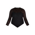 thumbnail image 5 of Madden NYC Women's and Women's Plus Lace Bodysuit with Long Sleeves, Sizes XS-4X, 5 of 6