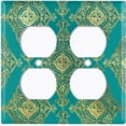 thumbnail image 3 of Metal Light Switch Plate Cover Elegant Green Yellow Damask DAM087, 3 of 13