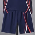 thumbnail image 6 of KPOPLK Boys Summer 2 Piece Outfits 2-14 Years Quick Dry Moisture Wicking Shirts and Stretch Shorts with Pockets Size 9-10 Years,Navy, 6 of 6