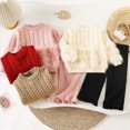 thumbnail image 6 of TOWED22 Toddler Girl Fall Winter Outfits Clothing Long Sleeve Crewneck Top and Joggers Pants Cute Print Clothing Set 2 Piece(White,7-8 Y), 6 of 9