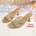 thumbnail image 5 of Gpaecead Women Sequined Rhinestone Low Heel Mules Square Toe Glitter Crisscross Strap Metallic Heel Spring Summer Party Elegant Shoes,Gold, 5 of 8