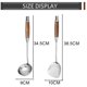 thumbnail image 2 of Utensilios profesionales para wok de acero inoxidable, juego de dos cucharones universales para wok y espátula ergonómica para wok, con mangos largos de madera resistentes al calor, diseño de fácil, 2 of 7