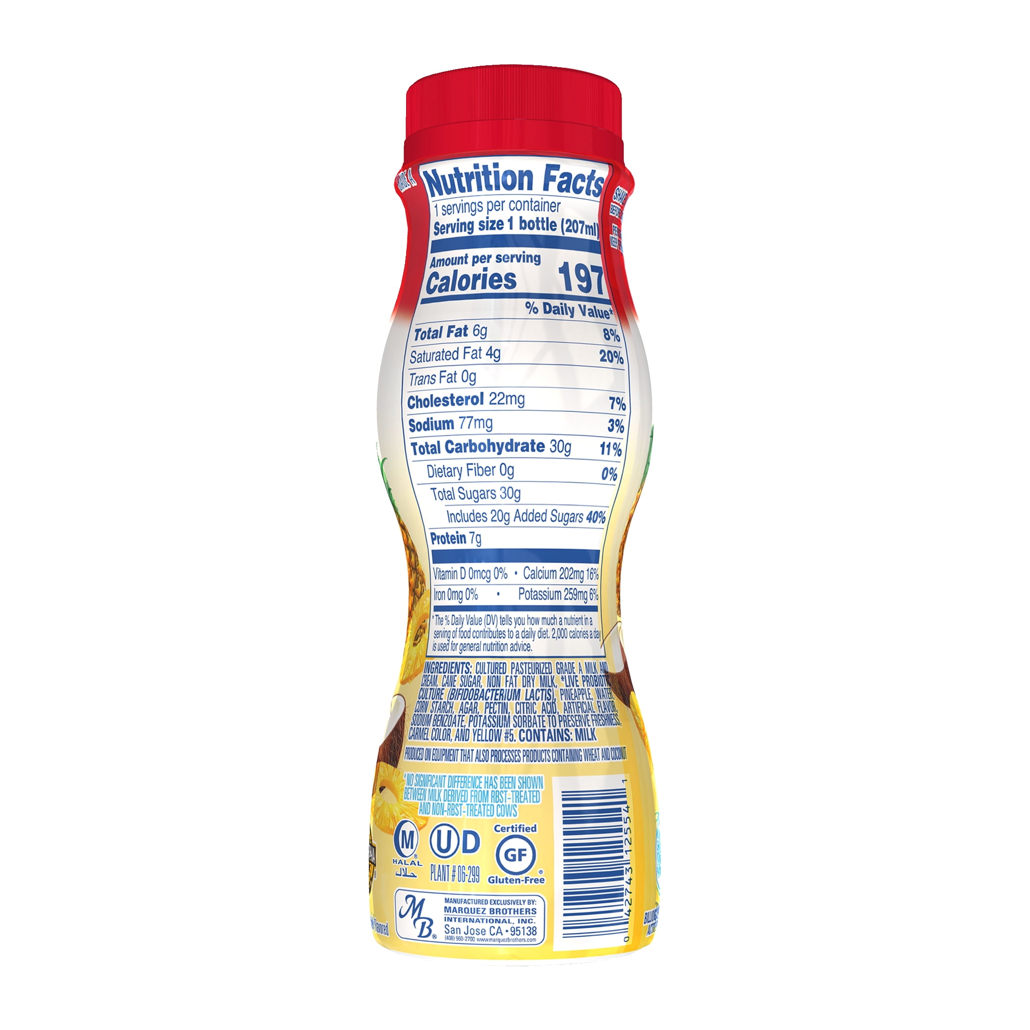 El Mexicano Saborico, Pina Colada Protein Yogurt Drink 7 fl oz Bottle