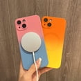 thumbnail image 2 of Magnetic iPhone 13 Case [Compatible with MagSafe], Cute Gradient Color Case for Women & Men, Soft TPU Shockproof with Camera Lens Protector Case for iPhone 13-Pink Blue, 2 of 17