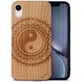 thumbnail image 1 of Case Yard Wooden Case Outside Soft TPU Silicone, Slim Fit Shockproof Wood Protective Phone Cover for Girls Boys Men and Women, Supports Wireless Charging Yin Yang Mandala Design case for iPhone-XR, 1 of 7
