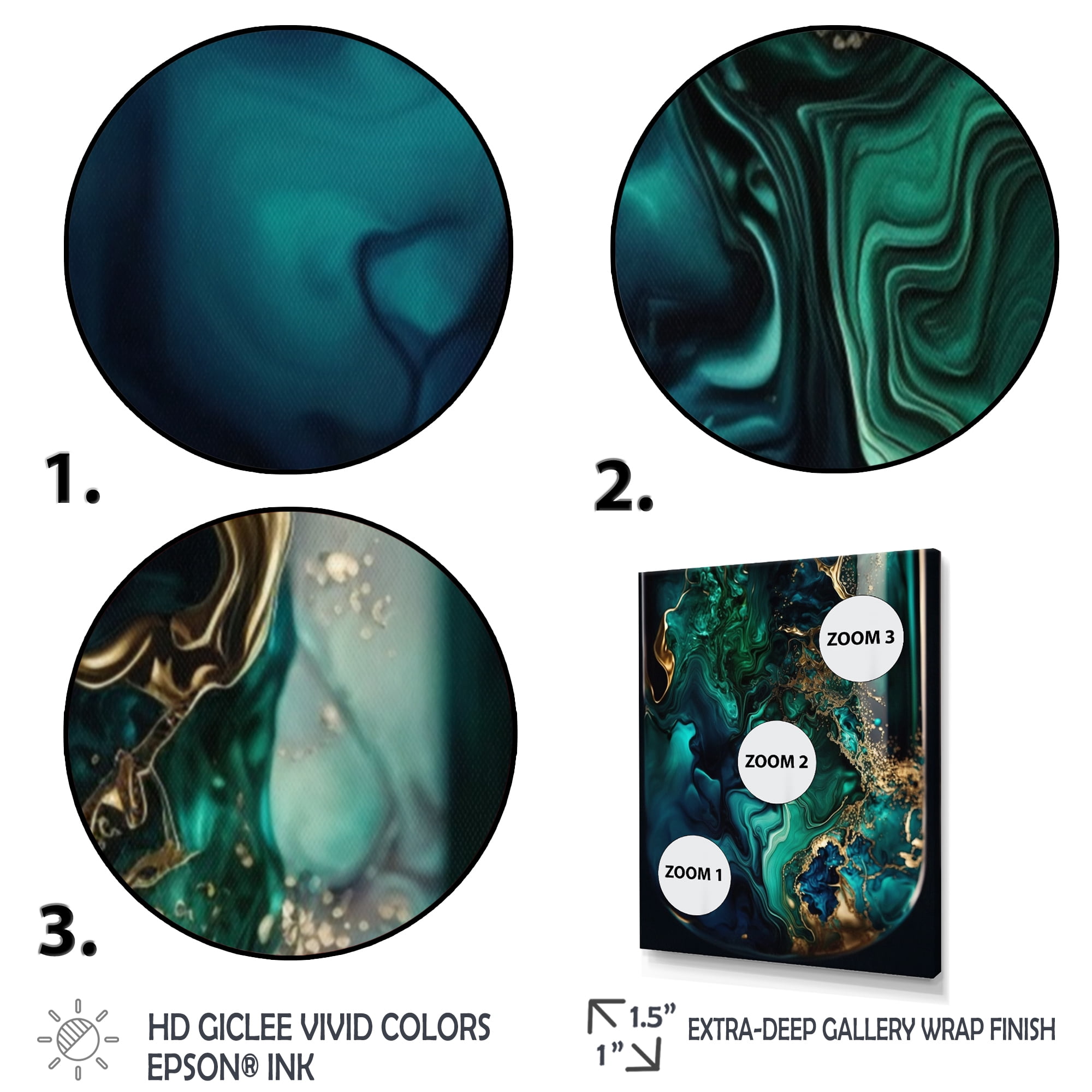 Designart Abstract Geode Marble Green And Blue II Canvas Wall Art